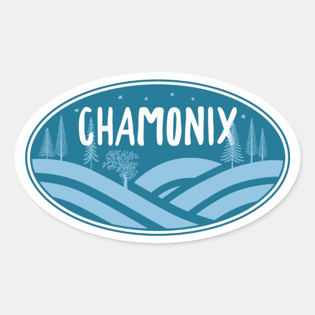 Chamonix France Outdoors Ovaler Aufkleber (Vorderseite)