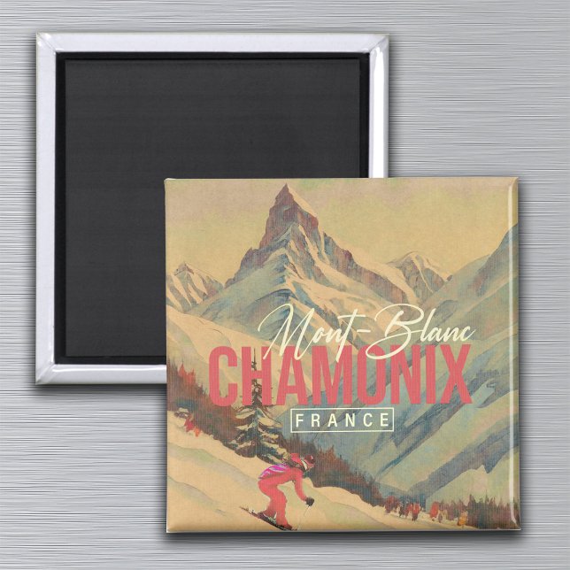 Chamonix France Vintag Mont Blanc Skiing 1950er Magnet (Von Creator hochgeladen)