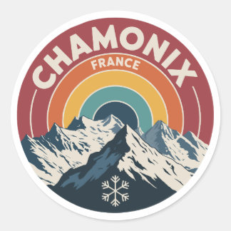 Chamonix Frankreich Retro-Berg-Aufkleber Runder Aufkleber