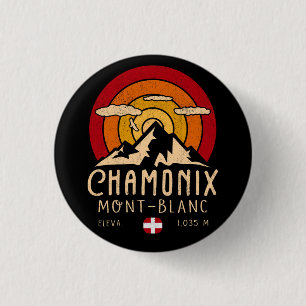 Chamonix Frankreich Retro-Sonnenuntergang-Ski-Souv Button