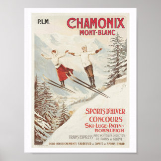 Chamonix Frankreich Ski Poster