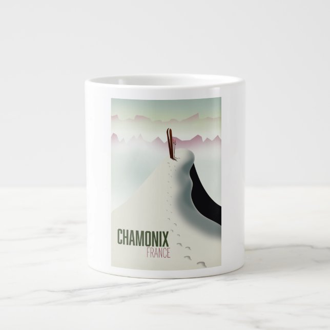 Chamonix Frankreich Skireiseplakat Jumbo-Tasse (Vorderseite)