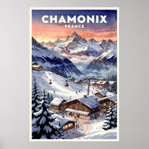 Chamonix Frankreich Vintage Reise Poster
