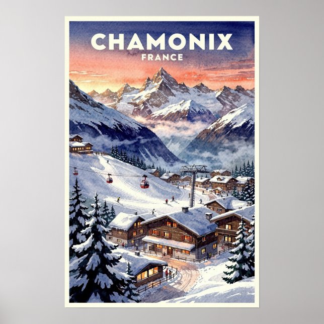 Chamonix Frankreich Vintage Reise Poster (Vorne)