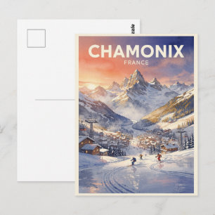 Chamonix Frankreich Vintage Reise Postkarte