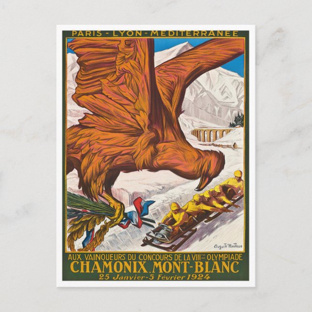 Chamonix Frankreich Vintage Reise Postkarte (Vorderseite)