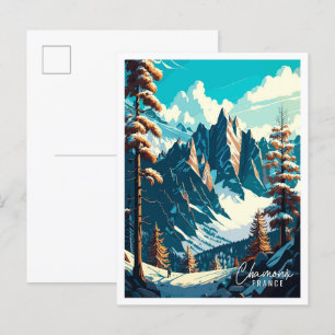 Chamonix Frankreich Vintage-Reiseillustration Postkarte