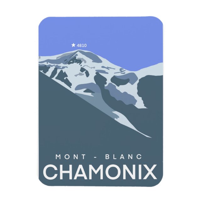 Chamonix, Mont-Blanc, digital gezeichnet, Souvenir Magnet (Vertikal)