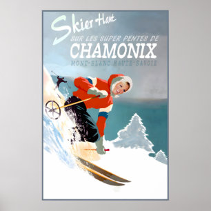 Chamonix Mont Blanc France Affiche Nouveau Rétro H