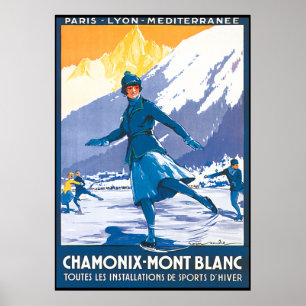 Chamonix Mont Blanc Skaten Poster