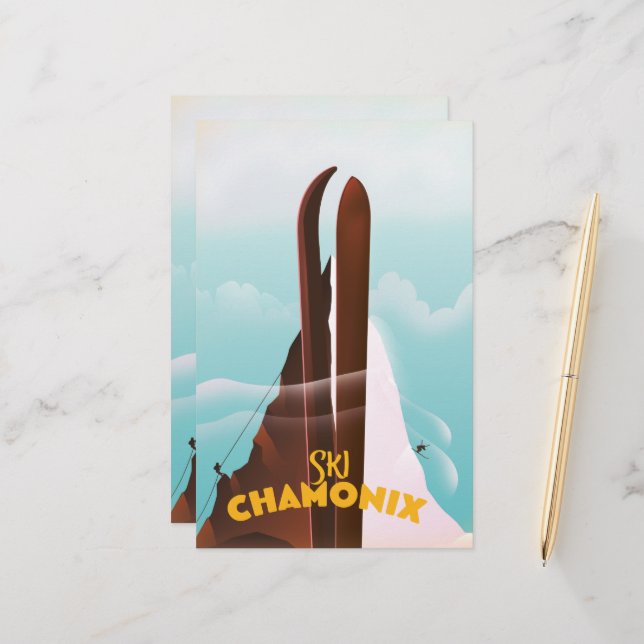 Chamonix-Mont-Blanc-Ski-Plakat (Vorderseite/Rückseite Beispiel)