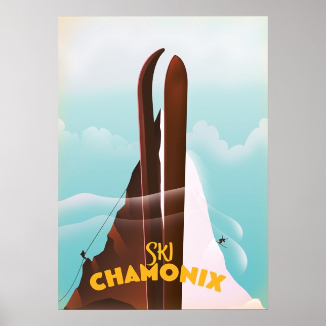 Chamonix-Mont-Blanc-Ski-Plakat Poster (Vorne)