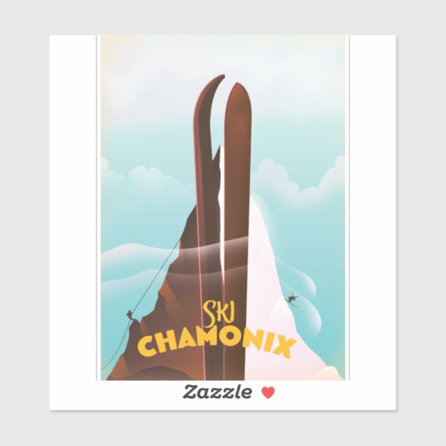 Chamonix-Mont-Blanc-Ski-Poster Aufkleber (Blatt)