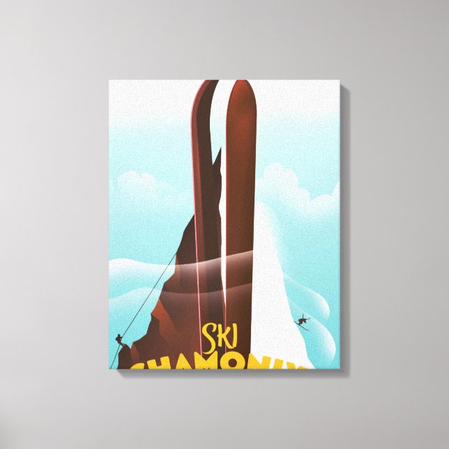 Chamonix-Mont-Blanc-Ski-Poster Leinwanddruck (Vorderseite)