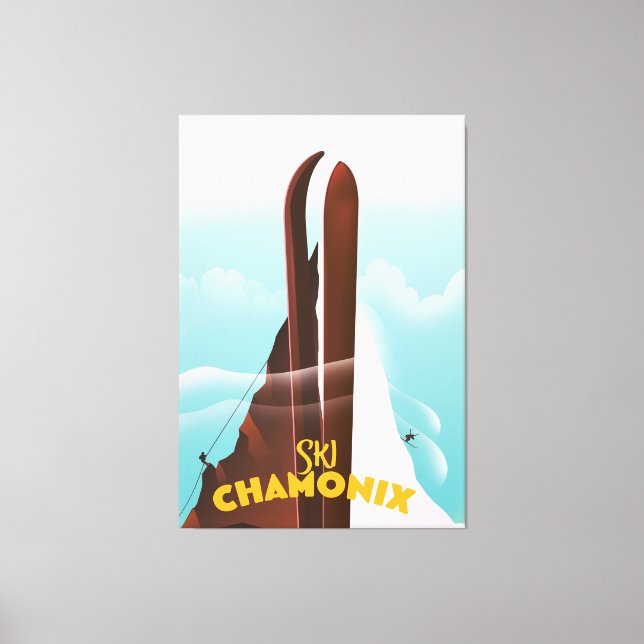 Chamonix-Mont-Blanc-Ski-Poster Leinwanddruck (Vorderseite)