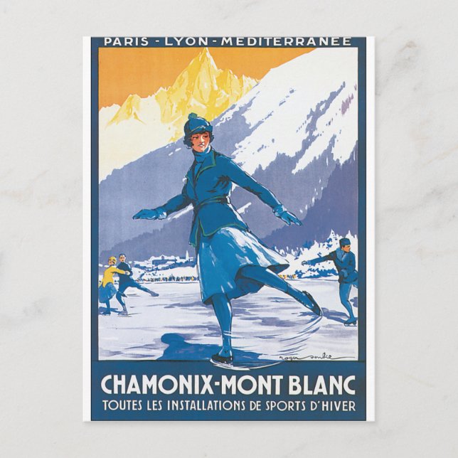 Chamonix Mont Blanc Vintage Travel Poster Postkarte (Vorderseite)