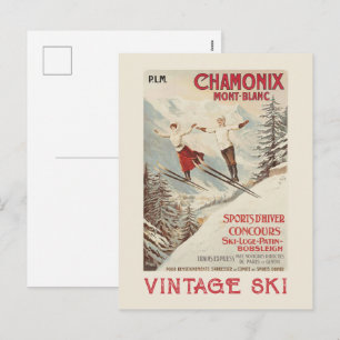 Chamonix Mont Blanc Vintages französisches Skipost Feiertagspostkarte