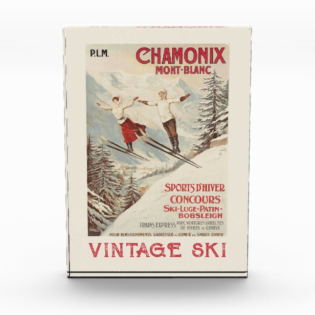 Chamonix Mont Blanc Vintages französisches Skipost Fotoblock (Vorderseite)