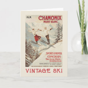 Chamonix Mont Blanc Vintages französisches Skipost Karte