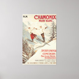 Chamonix Mont Blanc Vintages französisches Skipost Leinwanddruck