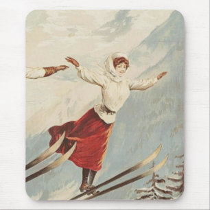 Chamonix Mont Blanc Vintages französisches Skipost Mousepad