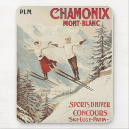 Chamonix Mont Blanc Vintages französisches Skipost Mousepad