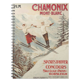 Chamonix Mont Blanc Vintages französisches Skipost Notizblock