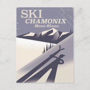 Chamonix-Mont-Blanc Vintages Skiposter Postkarte
