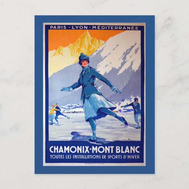 Chamonix, Schweiz Vintage Travel Poster Postkarte (Vorderseite)