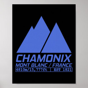 Chamonix Skigebiet T-Shirt Skifahren Mont Blanc Fr Poster