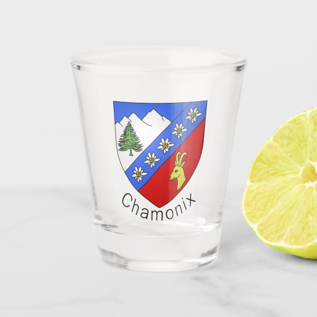 Chamonix-Wappen Schnapsglas (Vorderseite)