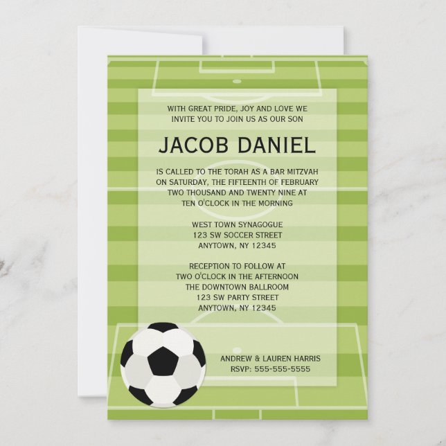 Champ de football Thème Bar Mitzvah Invitations (Devant)