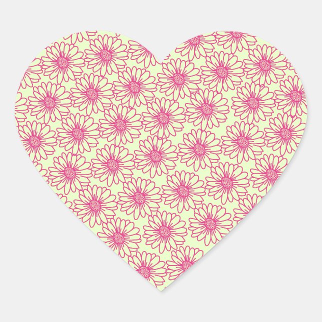 Champ de marguerites Stickers Coeur, Fleurs roses (Devant)