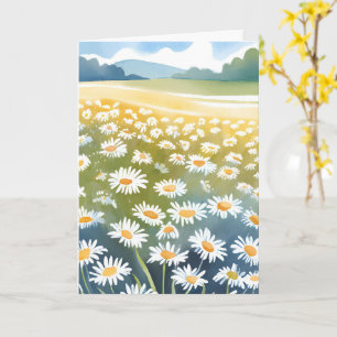 Champ de pâquerettes Carte florale de prairie fl