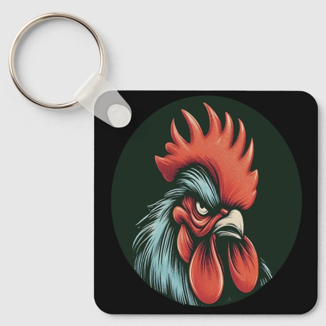 "Champ Grumpy Rooster" Double Sided Aluminum  Schlüsselanhänger (Vorderseite)