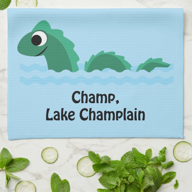 Champ, Lake Champlain Geschirrtuch (Gefaltet)
