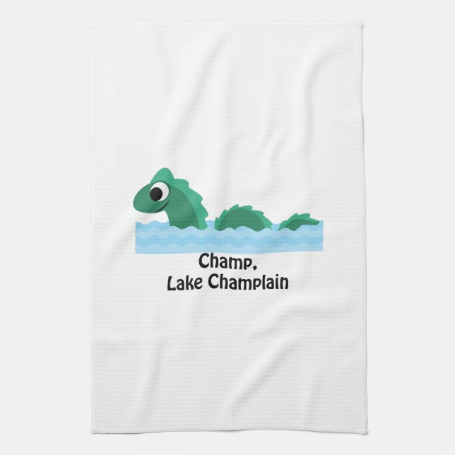 Champ, Lake Champlain Küchentuch (Vertikal)