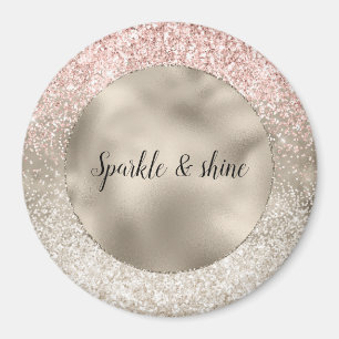 Champage Gold Pink White Glitzy Glitzer Magnet