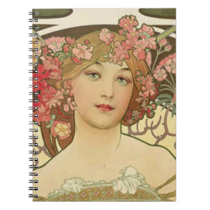 Champagne Alphonse Mucha Notebook Notizblock