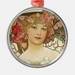 Champagne Alphonse Mucha Silbernes Ornament