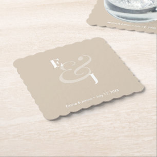 Champagne Ampersand Hochzeit Reverse Cocktail Untersetzer