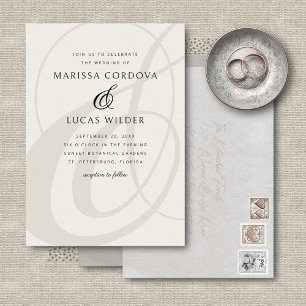 Champagne Ampersand Script Calligrafy Wedding Einladung