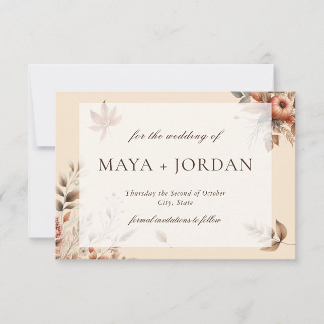 Champagne Autumn Pumpkin Harvest Save the Date (Vorderseite)