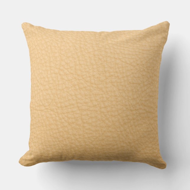 Champagne Beige Cuir Look Imprimer Coussin (Recto)