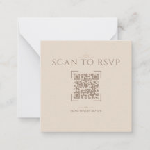 Champagne-Beige moderne QR-Code Online-RSVP-Karte