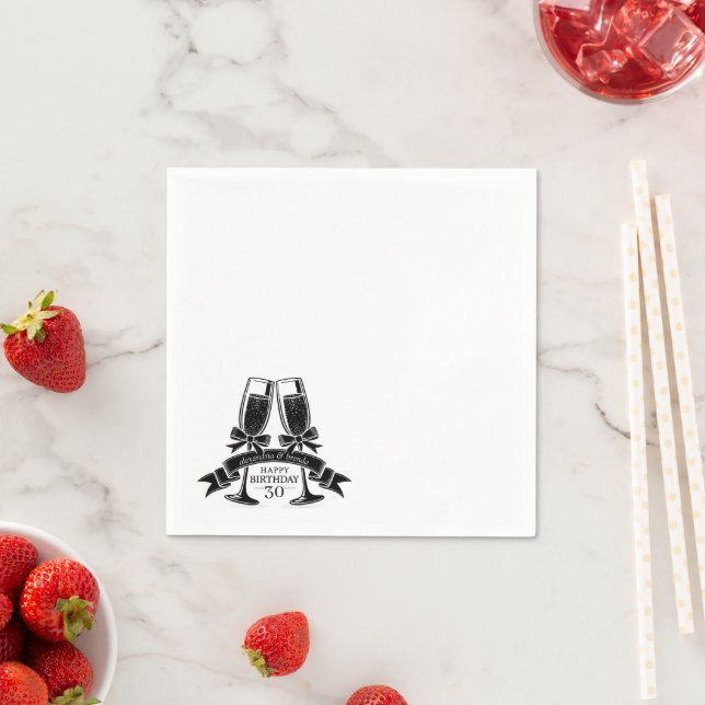 Champagne Birthday Bow Serviette (Beispiel)