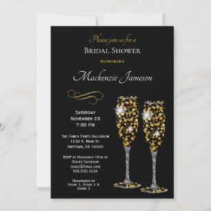 Champagne Black Bridal Dusche Einladung