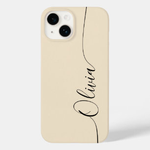 Champagne Black Elegant Calligrafy Script Name Case-Mate iPhone 14 Hülle