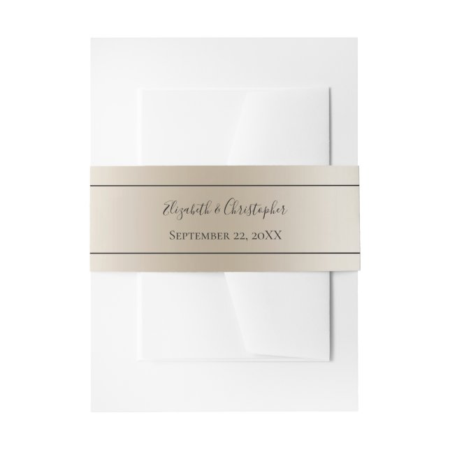 Champagne Black Formal Elegante Script Hochzeit Einladungsbanderole (Vorderseite Beispiel)