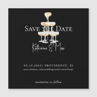 Champagne Black Wedding Save the Date Magnetic Magnetkarte